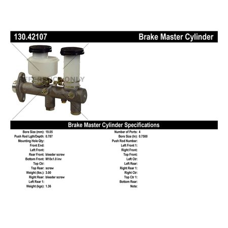 Centric Parts Premium Brake Master Cylinder, 130.42107 130.42107